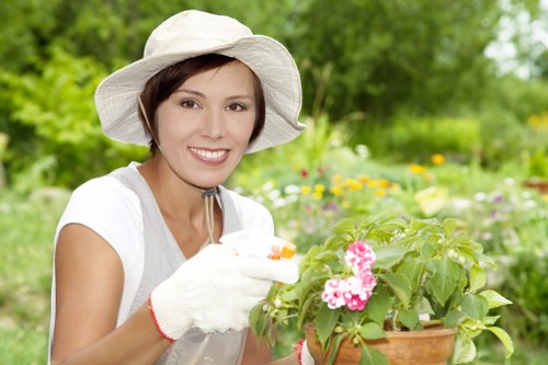 Operative using protective equipment while pruning